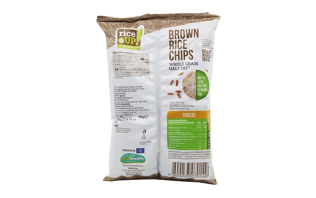 RiceUp Brown Rice Chips Cheese   Pack  60 grams